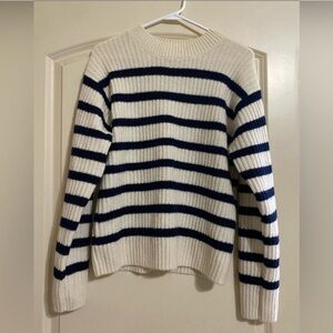 H&M Navy and Cream Striped Sweater